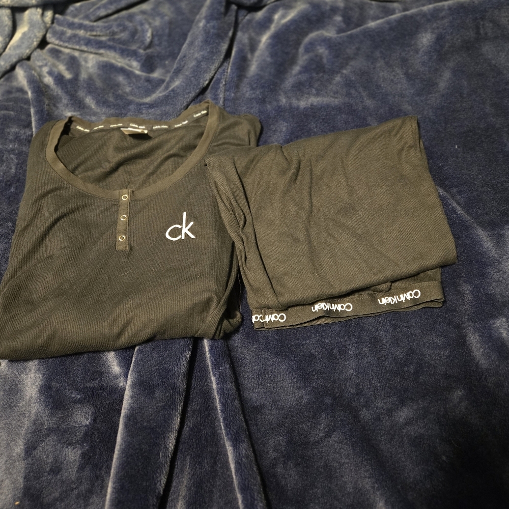 Calvin Klein Black Long John Sleepwear Set
